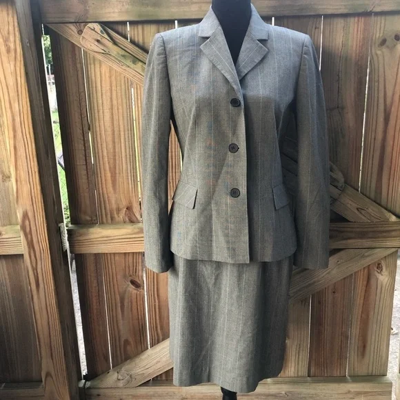 Anne Klein 2 Suits 2 Piece Pencil Skirt & Blazer Jacket Set Size 8